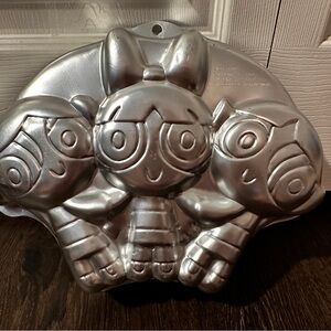 3 POWER PUFF GIRLS wilton metal cake pan buttercup blossom 2105-9902 mold tin